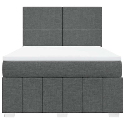 Box Spring Bed with Mattress Dark Grey Double Fabric Payday Deals