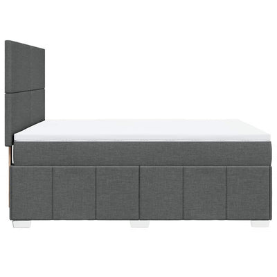 Box Spring Bed with Mattress Dark Grey Double Fabric Payday Deals