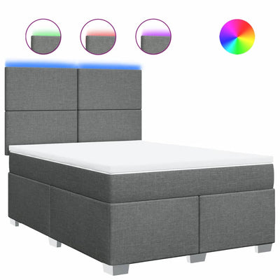 Box Spring Bed with Mattress Dark Grey Double Fabric Payday Deals