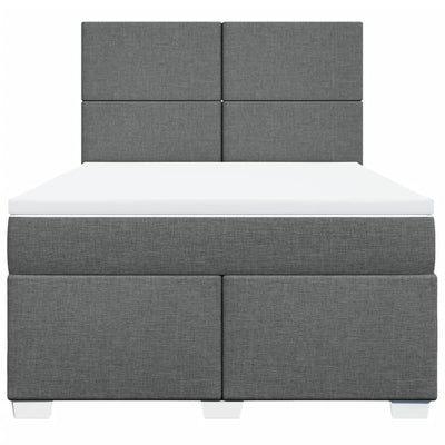 Box Spring Bed with Mattress Dark Grey Double Fabric Payday Deals