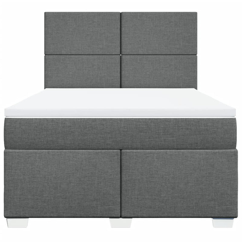 Box Spring Bed with Mattress Dark Grey Double Fabric Payday Deals