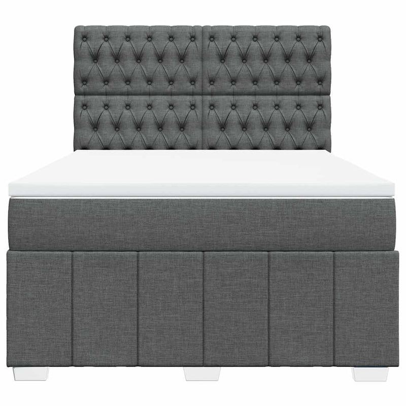 Box Spring Bed with Mattress Dark Grey Double Fabric Payday Deals