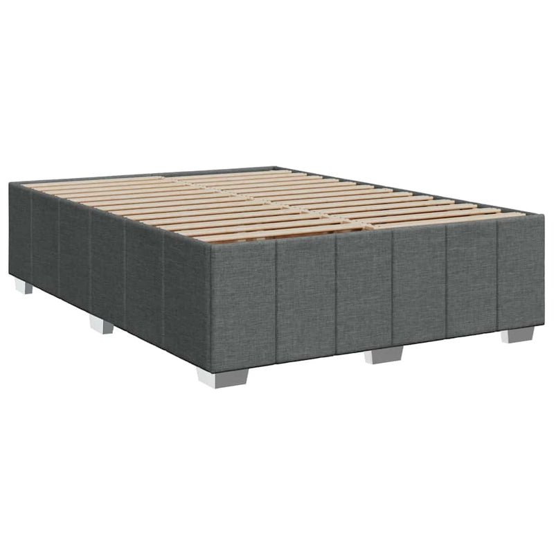 Box Spring Bed with Mattress Dark Grey Double Fabric Payday Deals