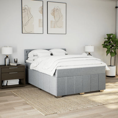 Box Spring Bed with Mattress Dark Grey Double Fabric Payday Deals