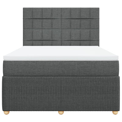 Box Spring Bed with Mattress Dark Grey Double Fabric Payday Deals