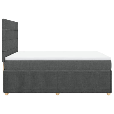 Box Spring Bed with Mattress Dark Grey Double Fabric Payday Deals