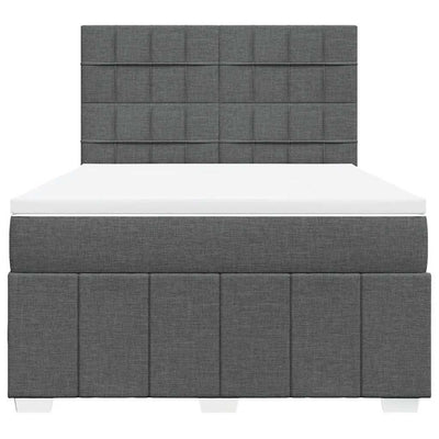 Box Spring Bed with Mattress Dark Grey Double Fabric Payday Deals
