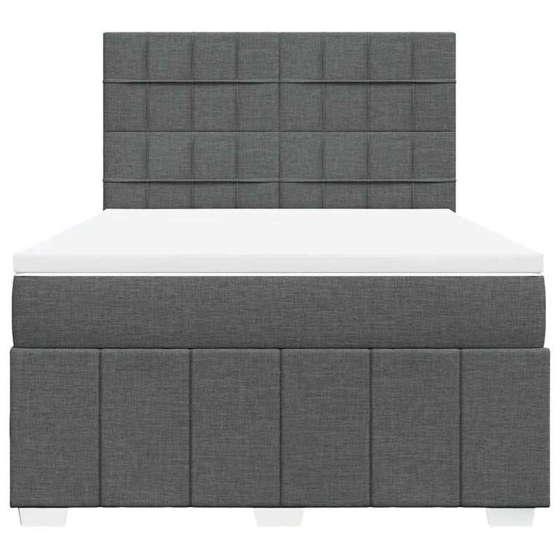 Box Spring Bed with Mattress Dark Grey Double Fabric Payday Deals