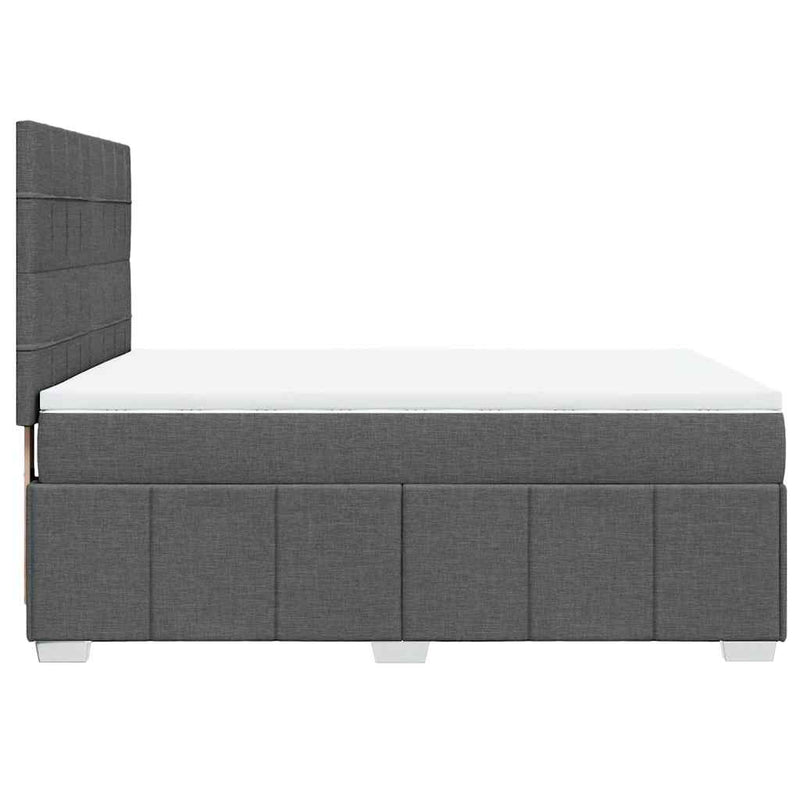Box Spring Bed with Mattress Dark Grey Double Fabric Payday Deals