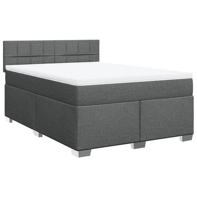 Box Spring Bed with Mattress Dark Grey Double Fabric Payday Deals