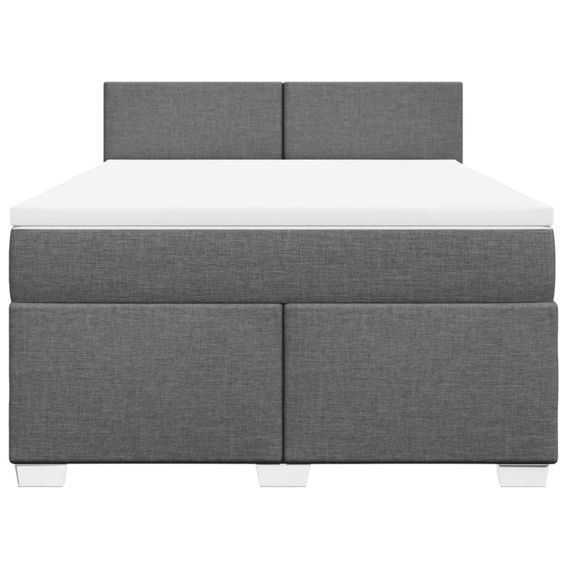 Box Spring Bed with Mattress Dark Grey Double Fabric Payday Deals