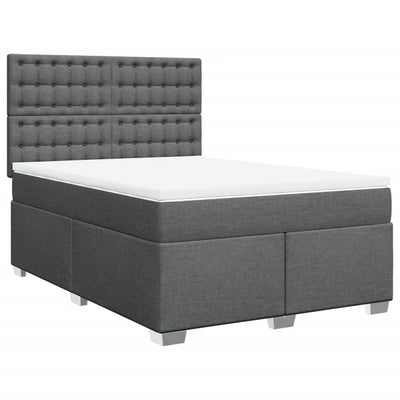 Box Spring Bed with Mattress Dark Grey Double Fabric Payday Deals