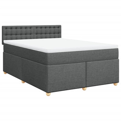 Box Spring Bed with Mattress Dark Grey Double Fabric Payday Deals