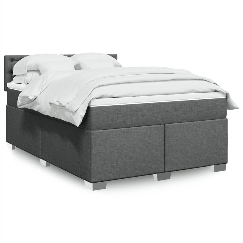 Box Spring Bed with Mattress Dark Grey Double Fabric Payday Deals