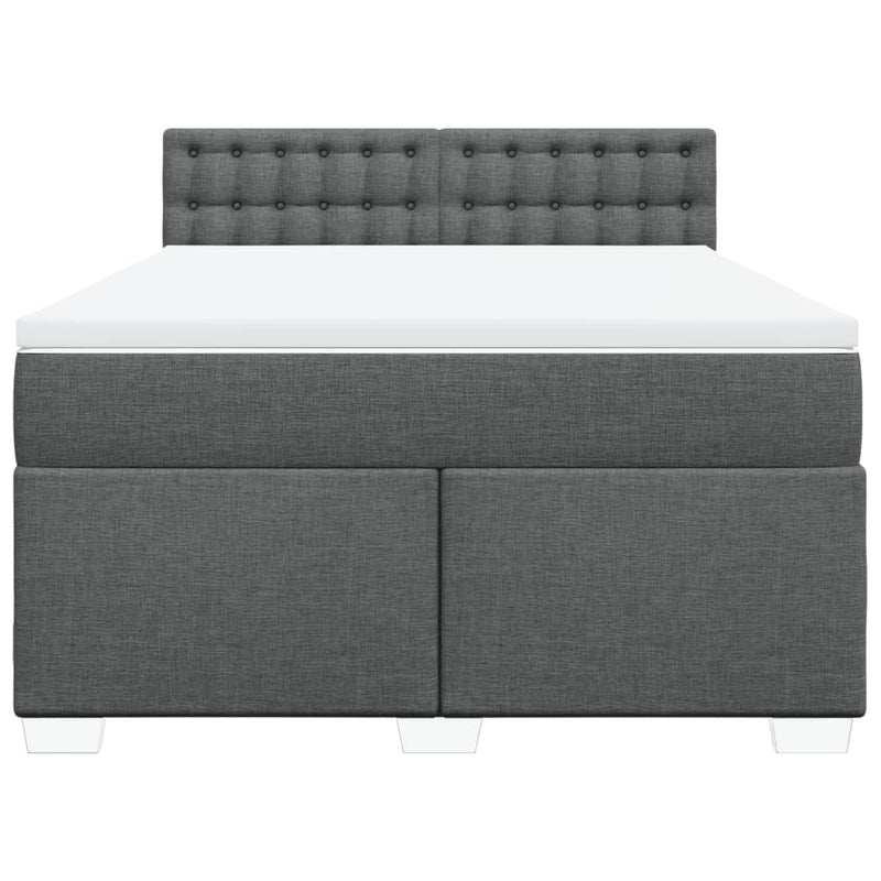 Box Spring Bed with Mattress Dark Grey Double Fabric Payday Deals