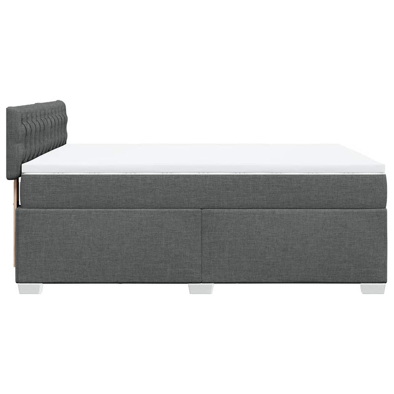 Box Spring Bed with Mattress Dark Grey Double Fabric Payday Deals