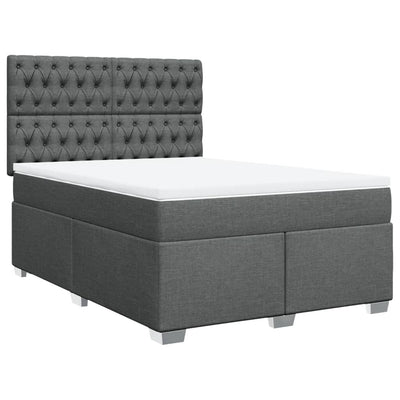 Box Spring Bed with Mattress Dark Grey Double Fabric Payday Deals