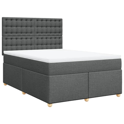 Box Spring Bed with Mattress Dark Grey Double Fabric Payday Deals