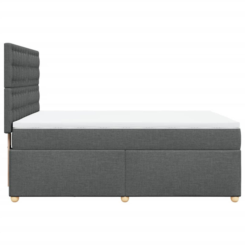 Box Spring Bed with Mattress Dark Grey Double Fabric Payday Deals