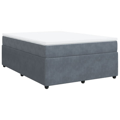 Box Spring Bed with Mattress Dark Grey Double Velvet Payday Deals