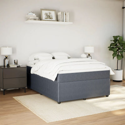 Box Spring Bed with Mattress Dark Grey Double Velvet Payday Deals