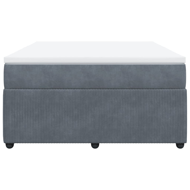 Box Spring Bed with Mattress Dark Grey Double Velvet Payday Deals