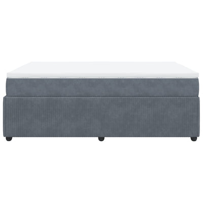 Box Spring Bed with Mattress Dark Grey Double Velvet Payday Deals