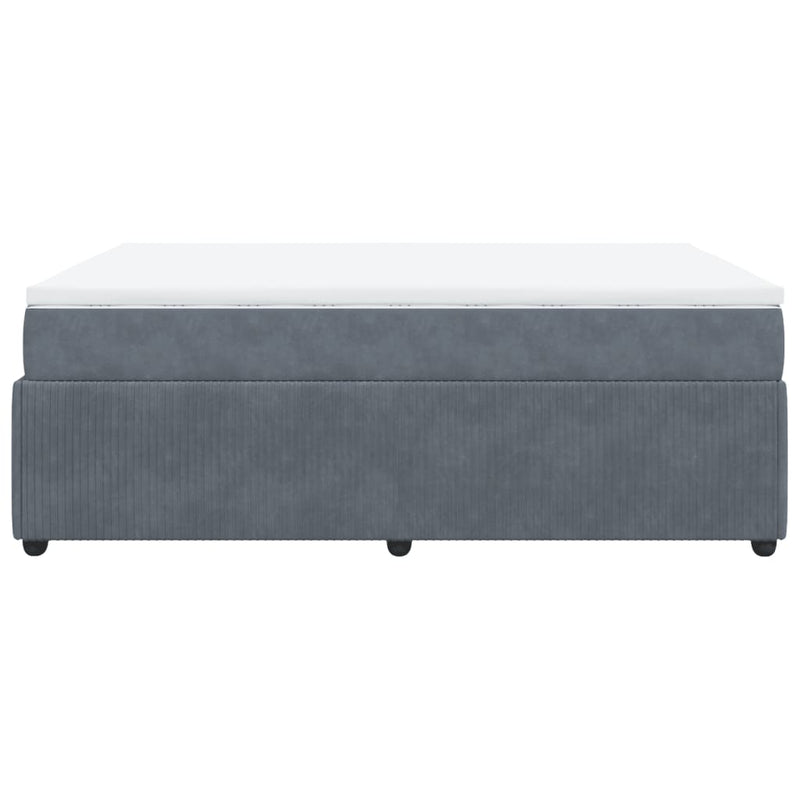 Box Spring Bed with Mattress Dark Grey Double Velvet Payday Deals