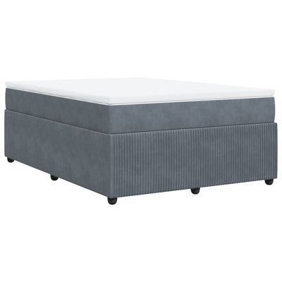 Box Spring Bed with Mattress Dark Grey Double Velvet Payday Deals