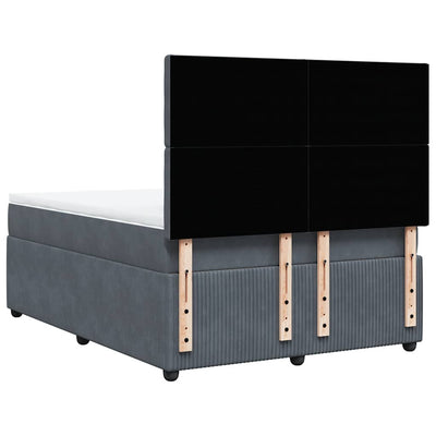 Box Spring Bed with Mattress Dark Grey Double Velvet Payday Deals