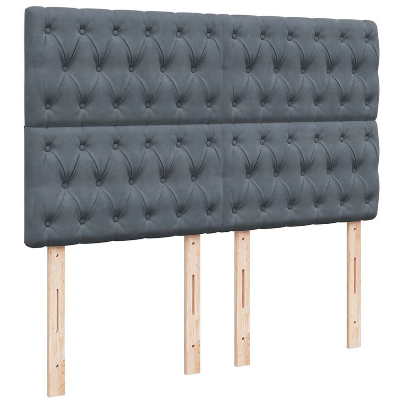 Box Spring Bed with Mattress Dark Grey Double Velvet Payday Deals
