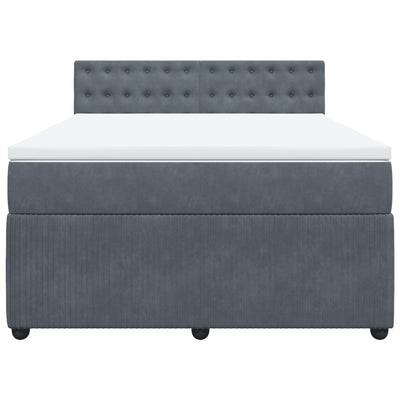 Box Spring Bed with Mattress Dark Grey Double Velvet Payday Deals