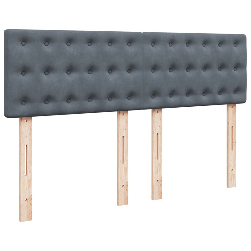Box Spring Bed with Mattress Dark Grey Double Velvet Payday Deals