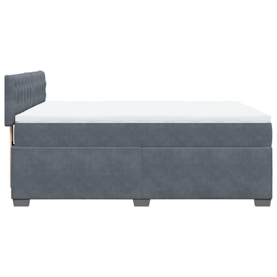 Box Spring Bed with Mattress Dark Grey Double Velvet Payday Deals