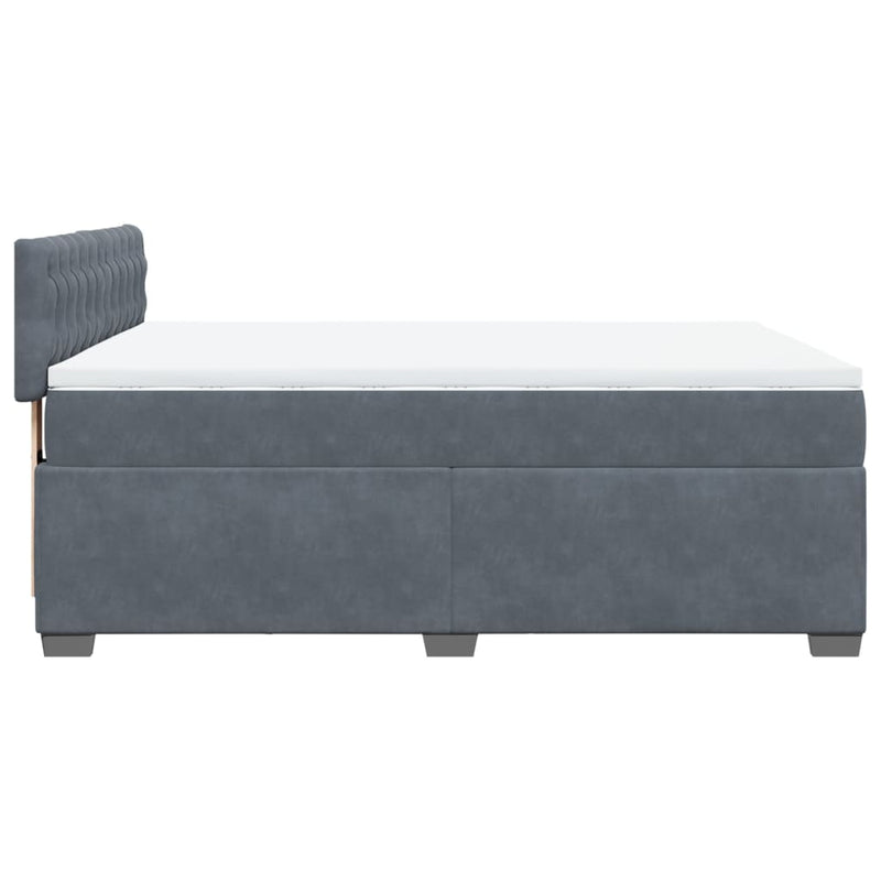Box Spring Bed with Mattress Dark Grey Double Velvet Payday Deals