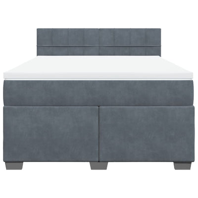 Box Spring Bed with Mattress Dark Grey Double Velvet Payday Deals