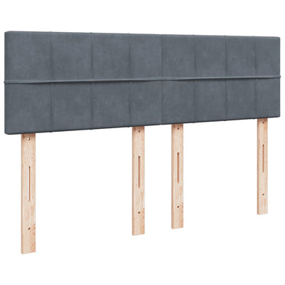 Box Spring Bed with Mattress Dark Grey Double Velvet Payday Deals
