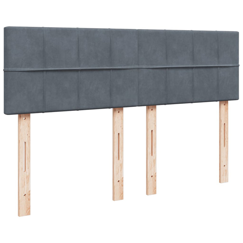 Box Spring Bed with Mattress Dark Grey Double Velvet Payday Deals