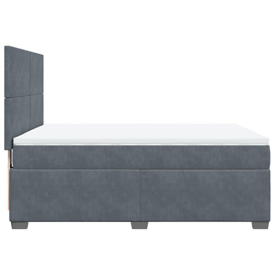 Box Spring Bed with Mattress Dark Grey Double Velvet Payday Deals