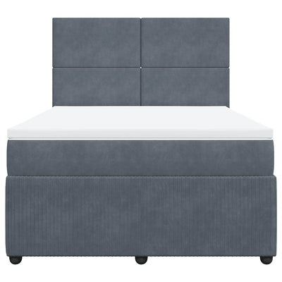 Box Spring Bed with Mattress Dark Grey Double Velvet Payday Deals