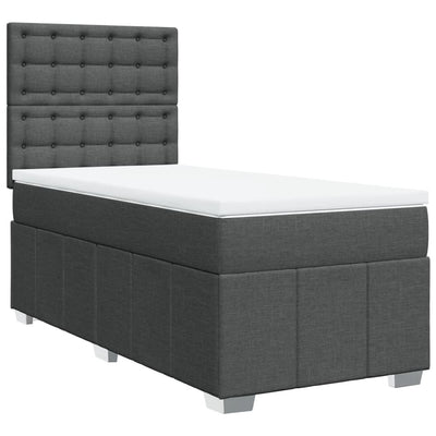 Box Spring Bed with Mattress Dark Grey King Single Fabric Payday Deals