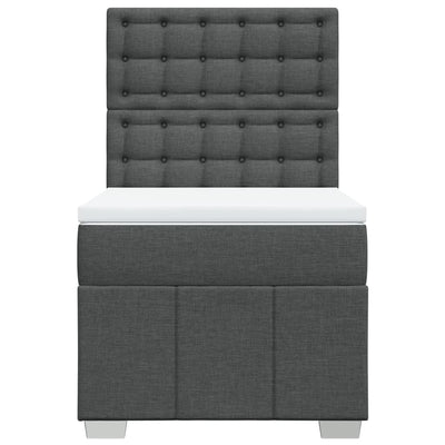 Box Spring Bed with Mattress Dark Grey King Single Fabric Payday Deals
