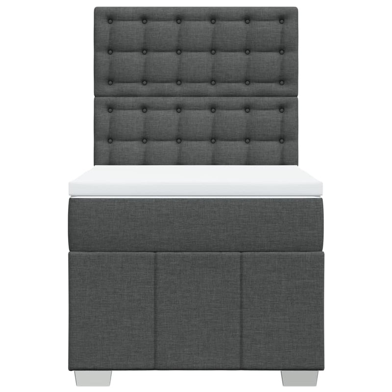 Box Spring Bed with Mattress Dark Grey King Single Fabric Payday Deals