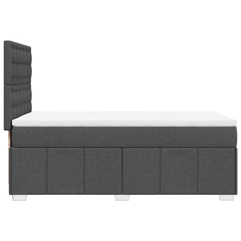 Box Spring Bed with Mattress Dark Grey King Single Fabric Payday Deals