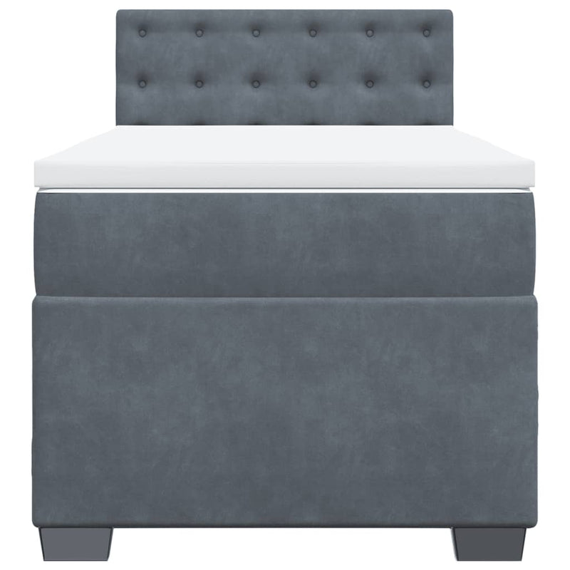 Box Spring Bed with Mattress Dark Grey King Single Fabric Payday Deals