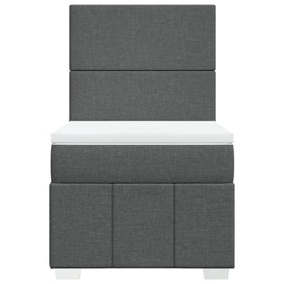 Box Spring Bed with Mattress Dark Grey King Single Fabric Payday Deals