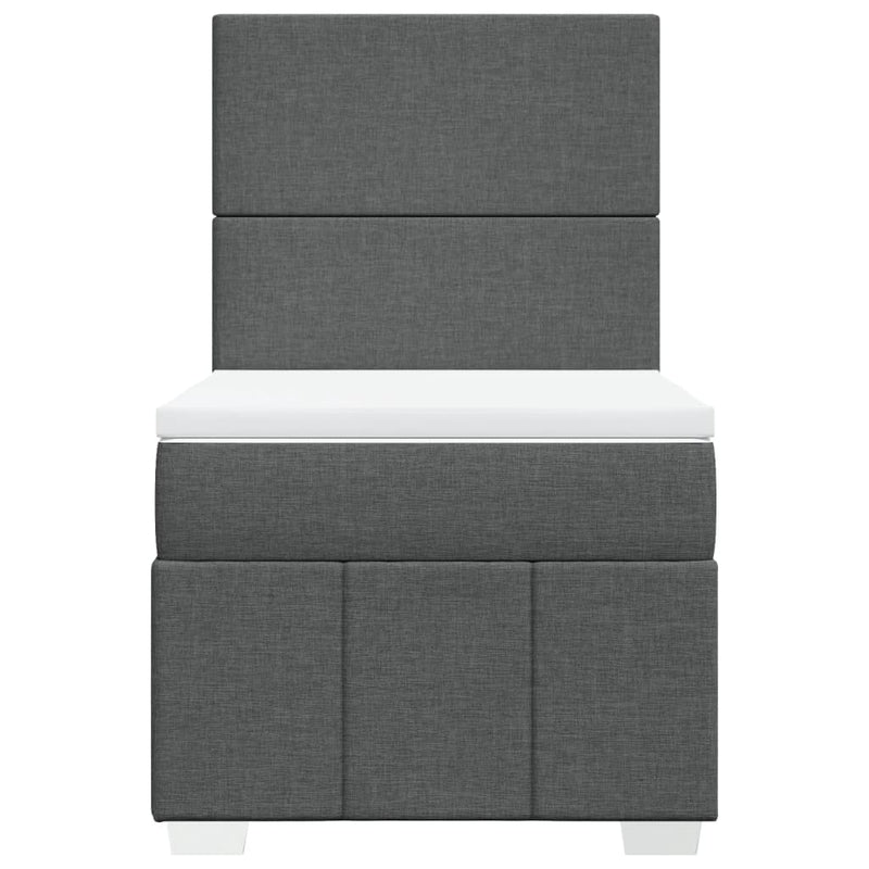 Box Spring Bed with Mattress Dark Grey King Single Fabric Payday Deals