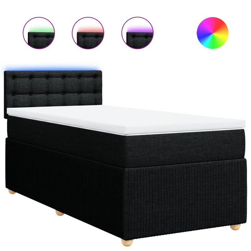 Box Spring Bed with Mattress Dark Grey King Single Fabric Payday Deals