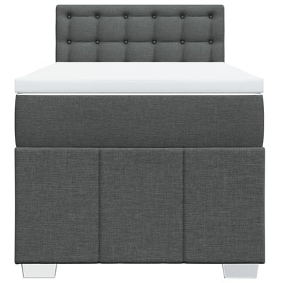 Box Spring Bed with Mattress Dark Grey King Single Fabric Payday Deals