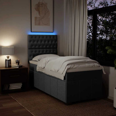 Box Spring Bed with Mattress Dark Grey King Single Fabric Payday Deals
